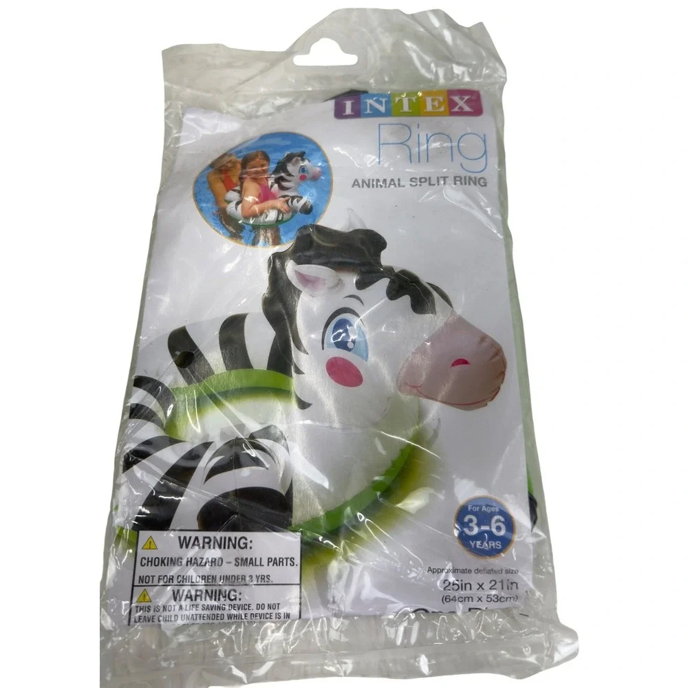 NEW Intex Lot of 2 Animal Split Ring Pool Floats Zebra and Flamingo Ages 3-6